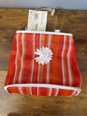 Vintage Confetti By Cudlie Mesh Tote Bag Orange Stripe‎ Clear Handle NOS Y2K
